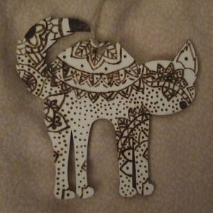 Flower henna cat ornament